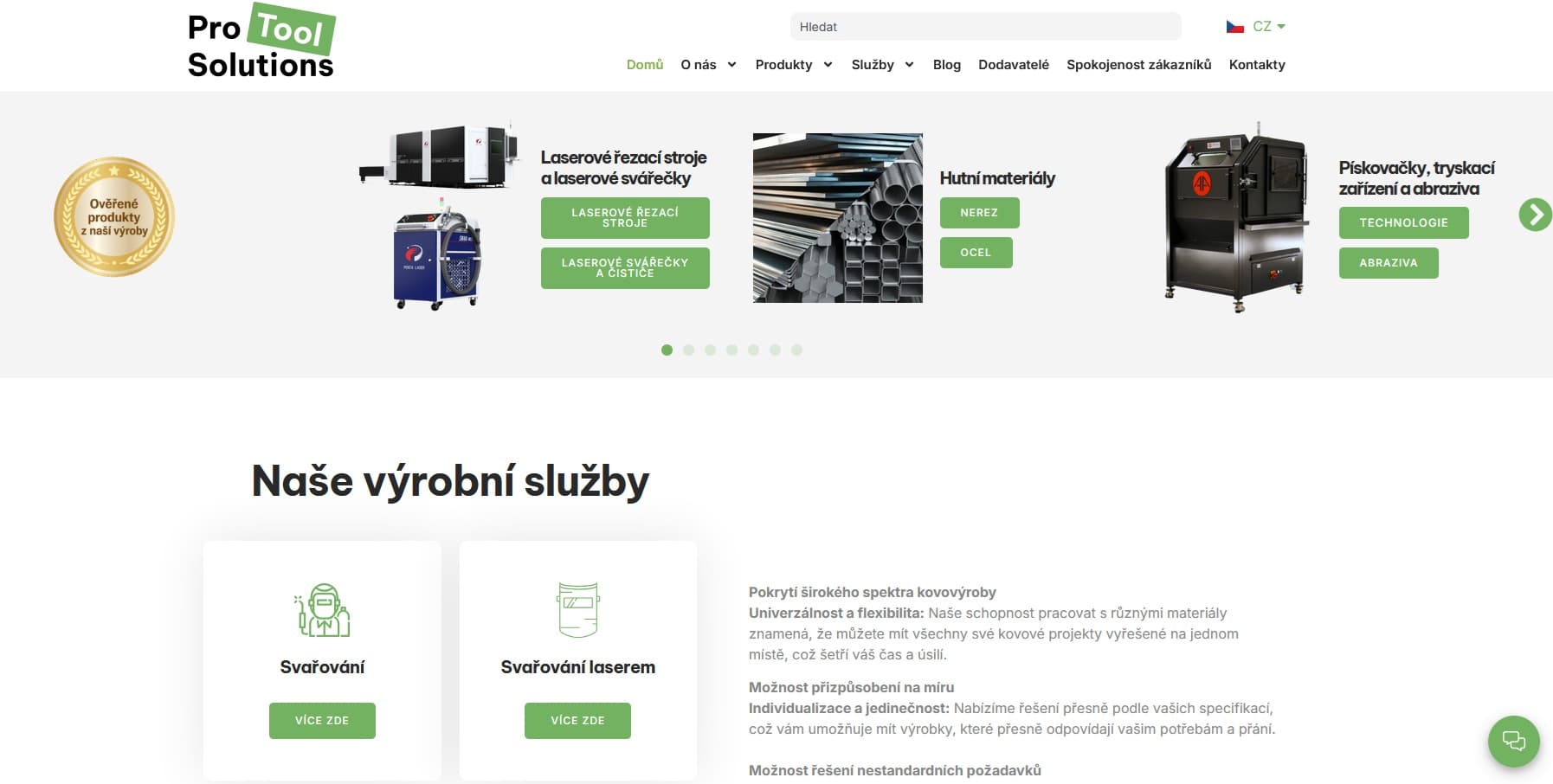 Captura de pantalla del proyecto Pro Tool Solutions - Pagina Web